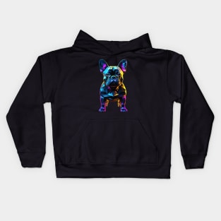 Neon French Bulldog Geometric Kids Hoodie